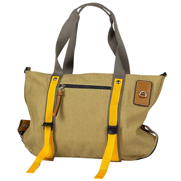 Loewe Handbags - Loewe Anagram Tote Bag Shoulder Nature Canvas Brown Yellow